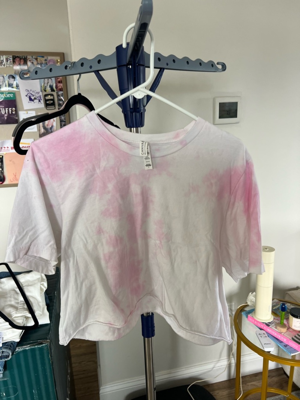 Tie-Dye Cropped Tee - Pink and White